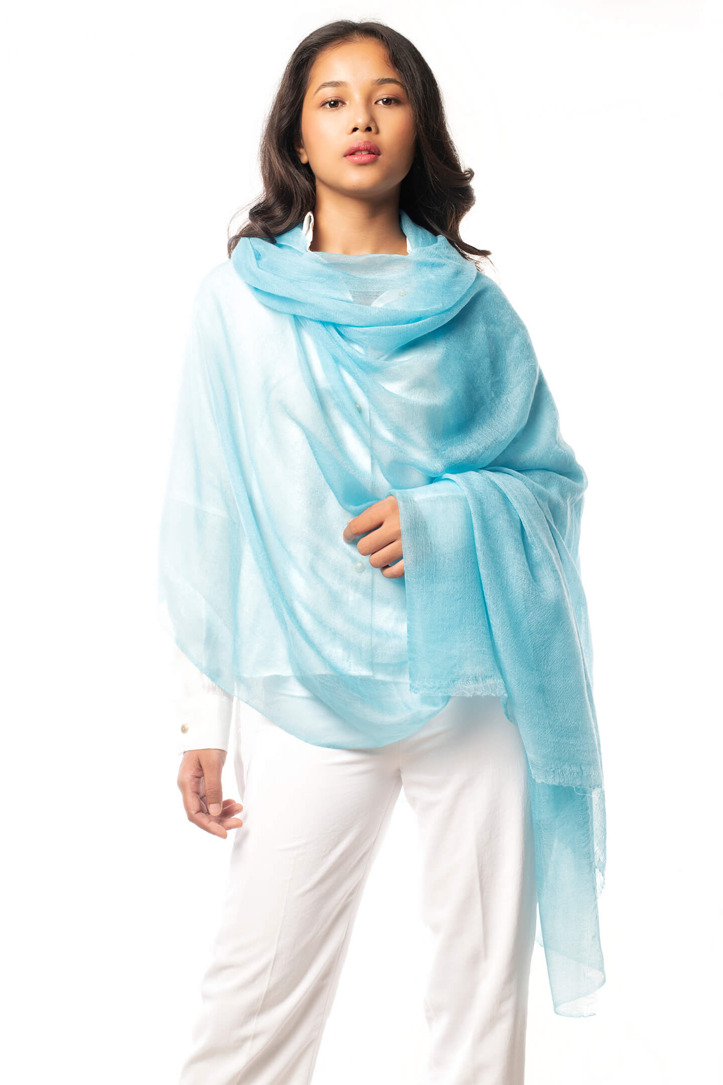 Light blue hot sale cashmere scarf